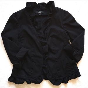 Talbots black cotton ruffle jacket size 8